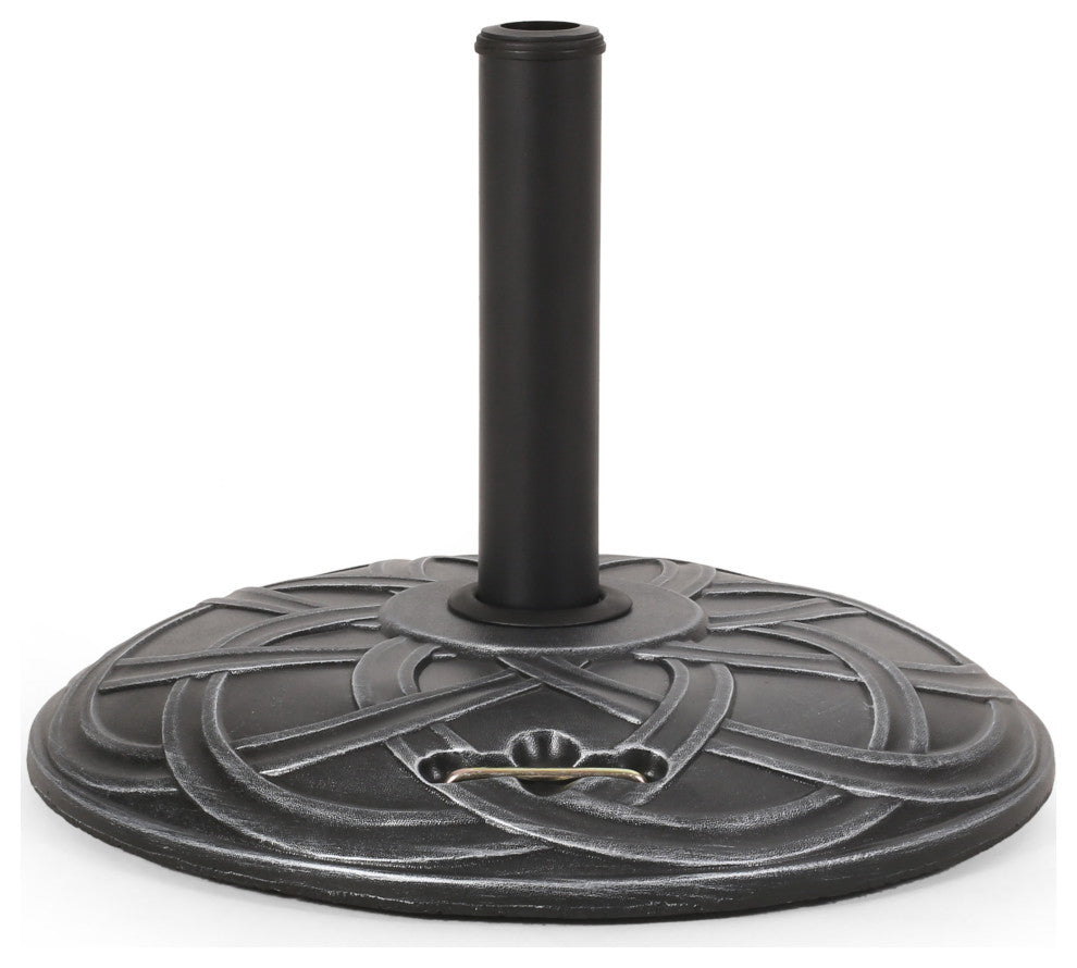 GDF Studio Noah Outdoor 55lb Concrete Circular Umbrella Base, Hammered Iron
