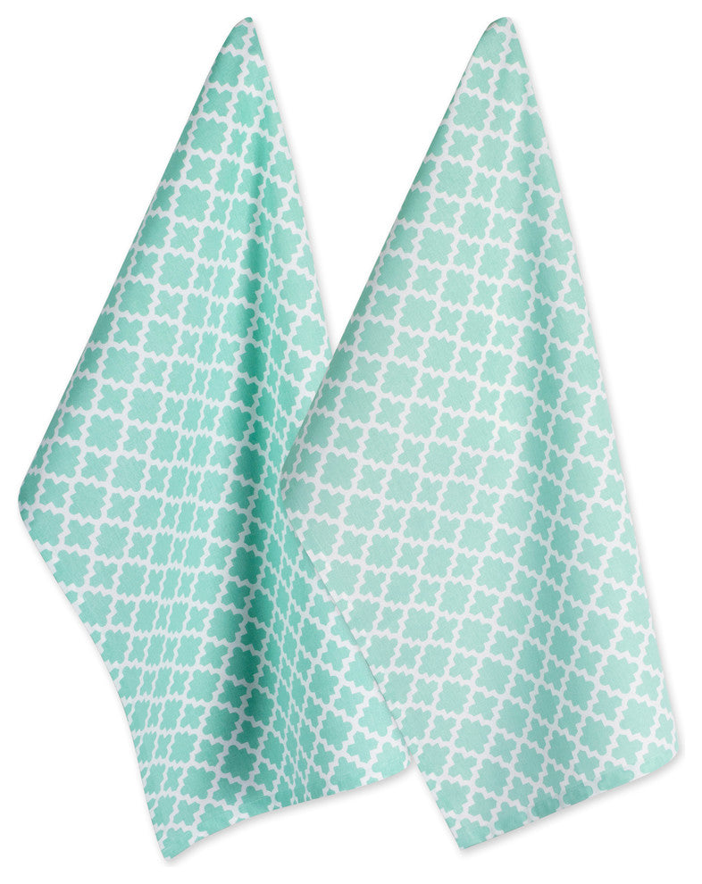 DII Aqua Lattice Dishtowel, Set of 2