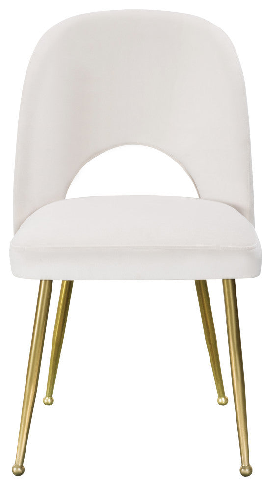 Logan Velvet Dining Chairs With Brushed Gold Legs (Set of 2), Cream