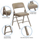 Curved Triple Braced and Double Hinged Beige Vinyl Metal Folding Chair, Set of 4