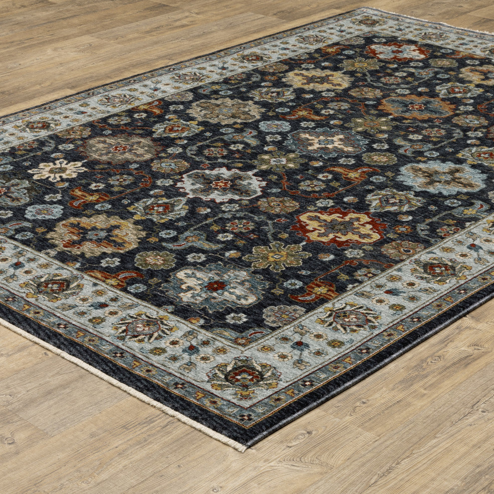 Augustus Medallions Indoor Area Rug, Blue, 5'3"x7'6"