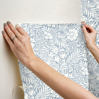 Wedgewood Blue Modern Acanthus Peel & Stick Wallpaper