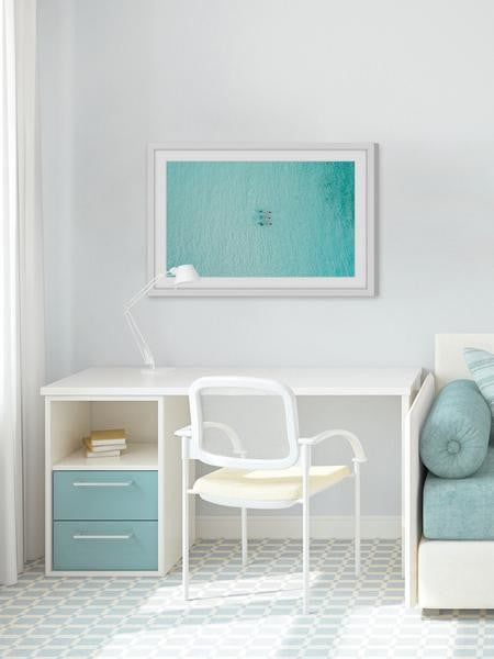 "Aqua Waters" Framed Painting Print, 36"x24"