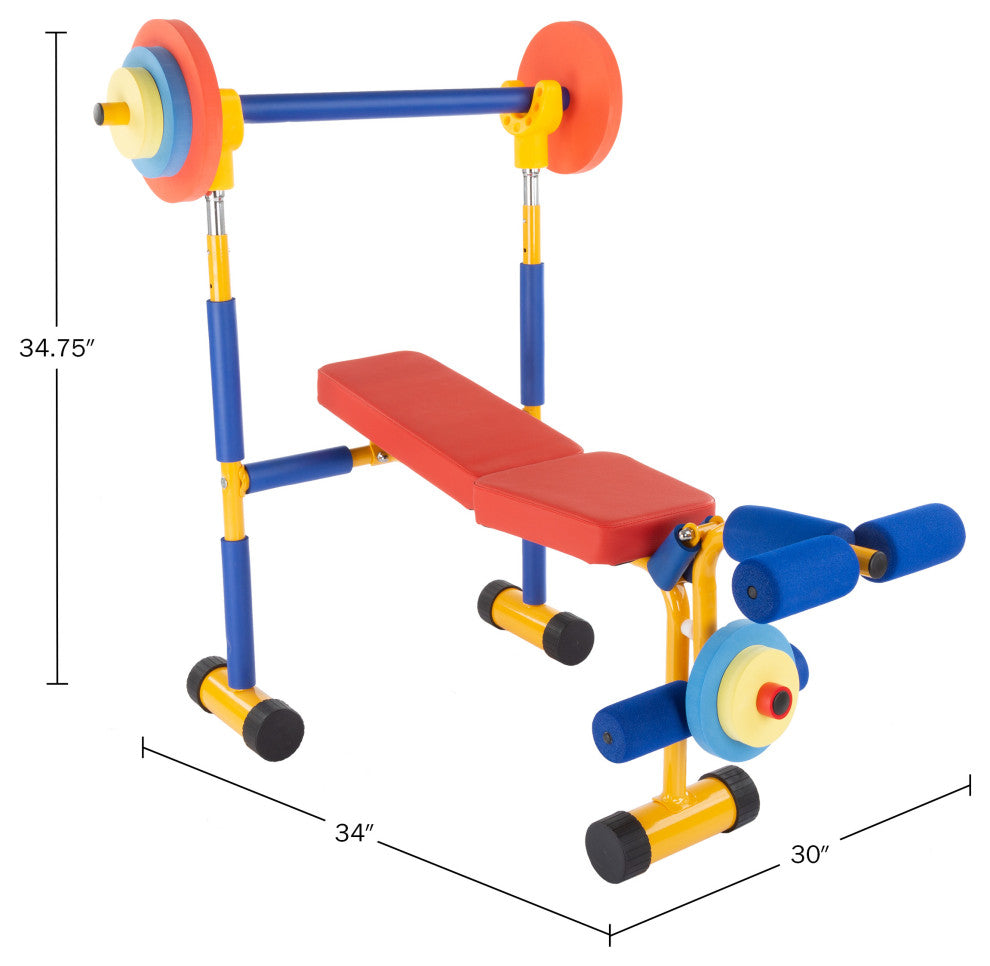 Kids Weight Bench Set Toddler Gym for Beginner Exercises, Weightlifting