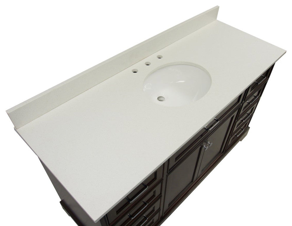 Aria 60" Bathroom Vanity, Chocolate, Quartz, Single Vanity