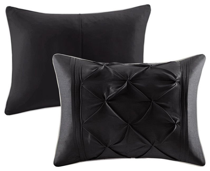 Madison Park Laurel Silky Tufted 7-Piece Comforter Set, Black
