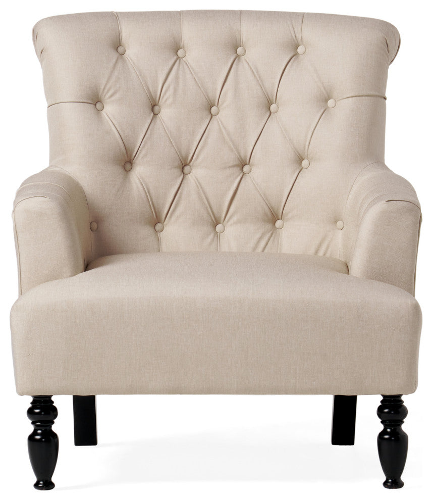 GDF Studio Byrnes Contemporary Button-Tufted Fabric Club Chair With Rolled Backr