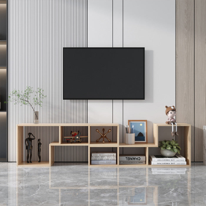 L-Shaped TV Stand Display Shelf Bookcase for Home with OAK finish