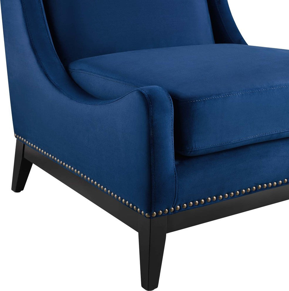 Navy Confident Accent Upholstered Performance Velvet Lounge Chair