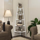 5 Tier Corner Ladder Display Bookshelf, White