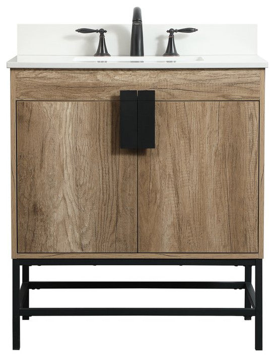 Home Living 19" Modern Natural Oak-Light Bathroom Vanity