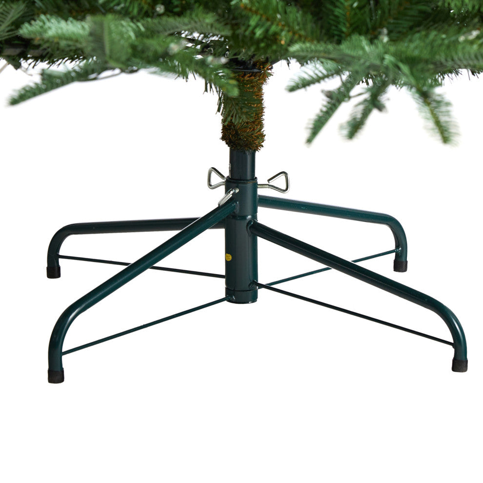 8' Layered Washington Spruce Faux Xmas Tree W/Clear Lights & Bendable Branches