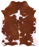Brown and White Natural Cowhide Rug 6' 4" X 5' 1" C1924