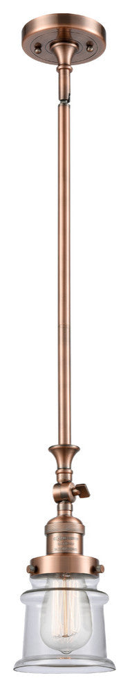 Small Canton 1-Light Mini Pendant, Antique Copper, Clear