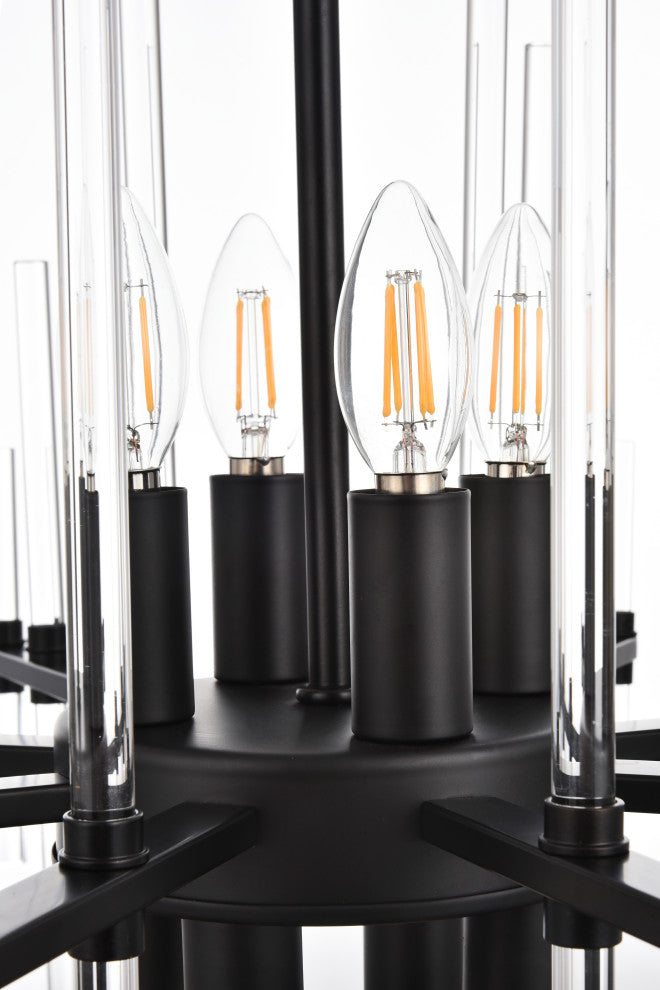 Samuel 27" Crystal Rod Pendant, Black