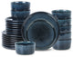 Stone Lain Eden Stoneware 24-Piece Dinnerware Set, Dark Blue
