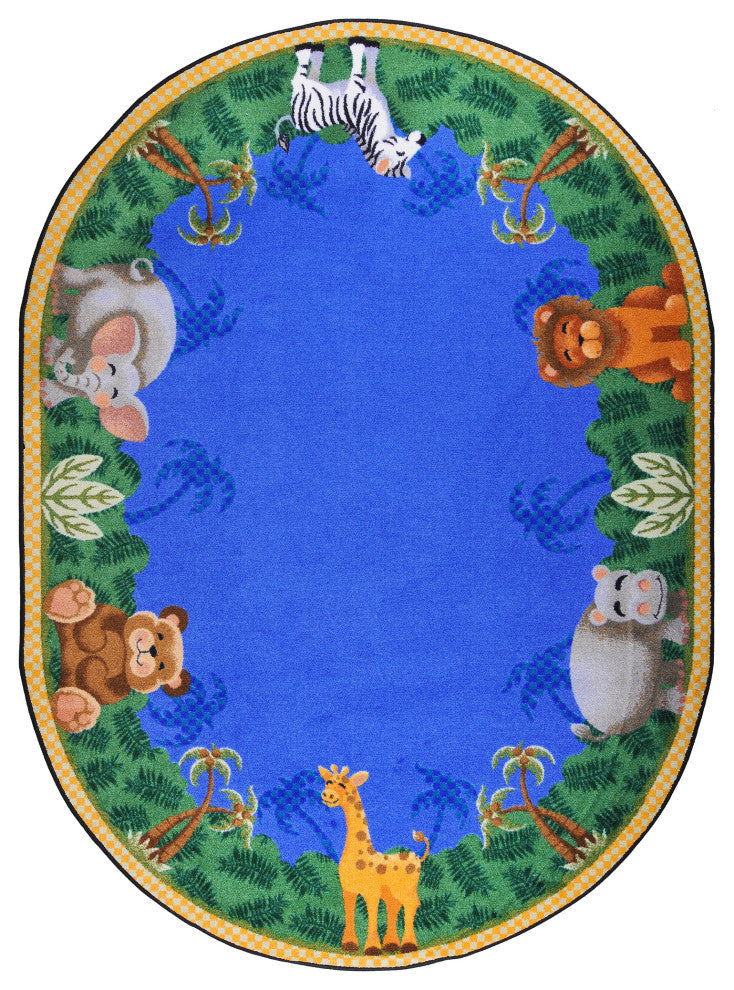 Kid Essentials Rug, Jungle Friends, 5'4"x7'8" Oval