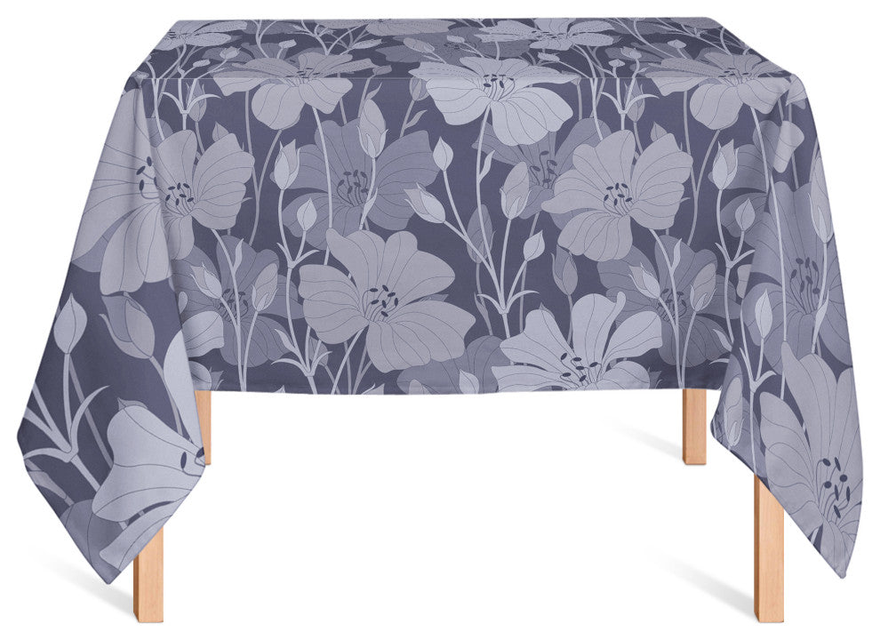 Floral Blooms Navy 2 58x58 Tablecloth