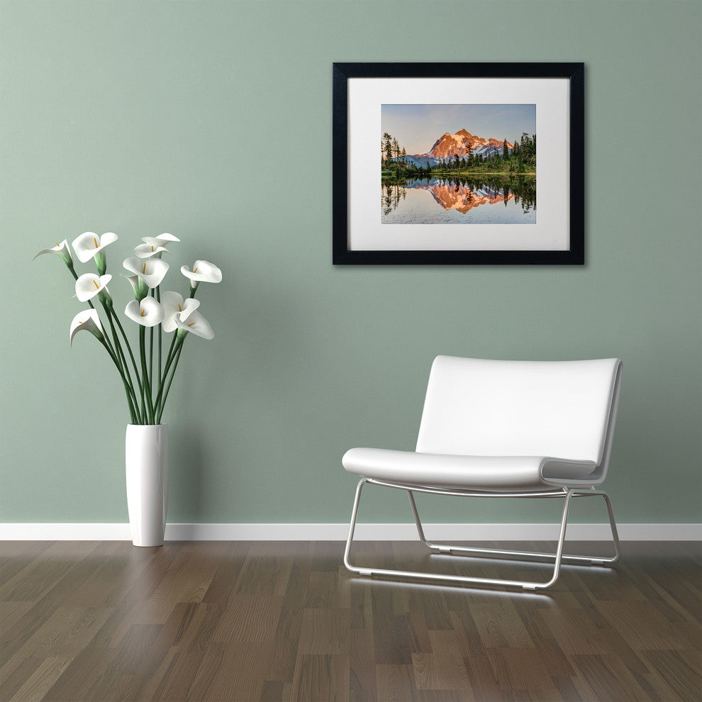 Pierre Leclerc 'Picture Lake Sunset' Matted Art, Black Frame, White, 14x11