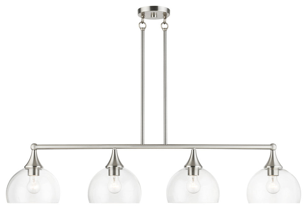 4 Light Brushed Nickel Large Linear Chandelier