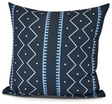 Mudcloth, Geometric Print Pillow, Navy Blue, 16" x 16"