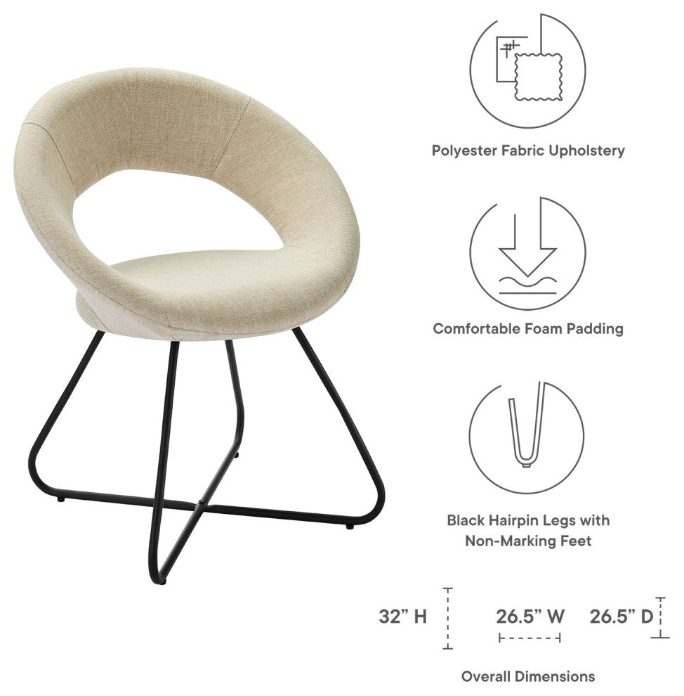 Nouvelle Upholstered Fabric Dining Chair Set of 2 Black Beige