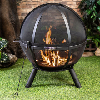 34" Diameter Outdoor Steel Woodburning Sphere Fire Pit