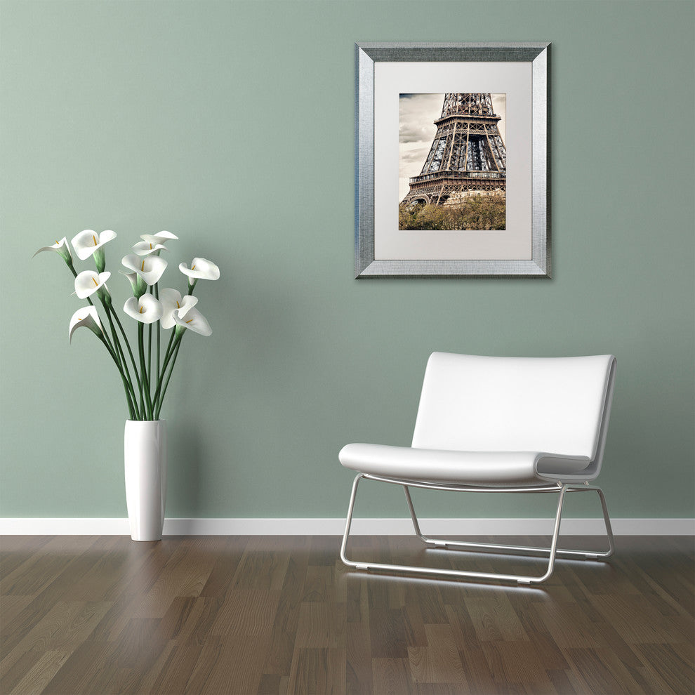 Philippe Hugonnard 'View of the Eiffel Tower', Silver Frame, White Mat, 14x11