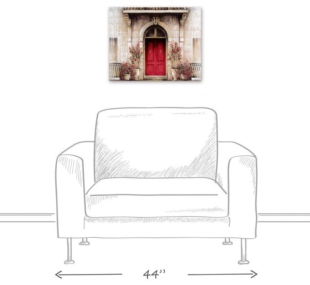 Red Door Tuscan Scene 1 16"x20" Canvas Wall Art