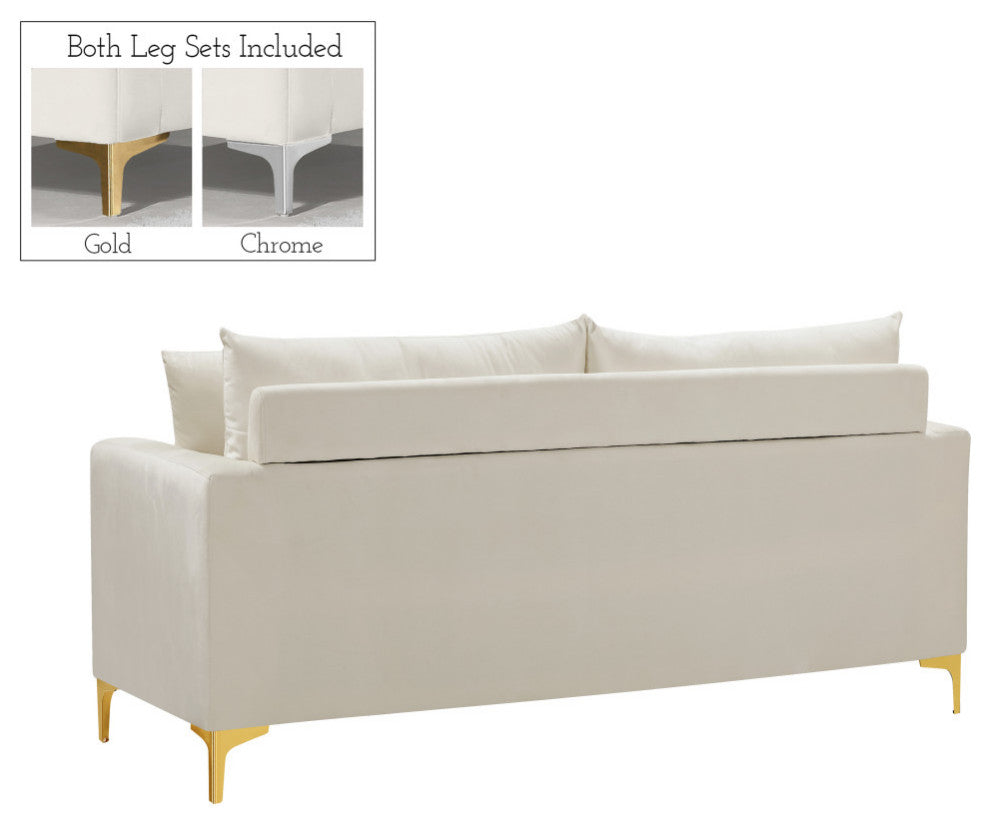 Naomi Velvet Upholstered Loveseat, Cream