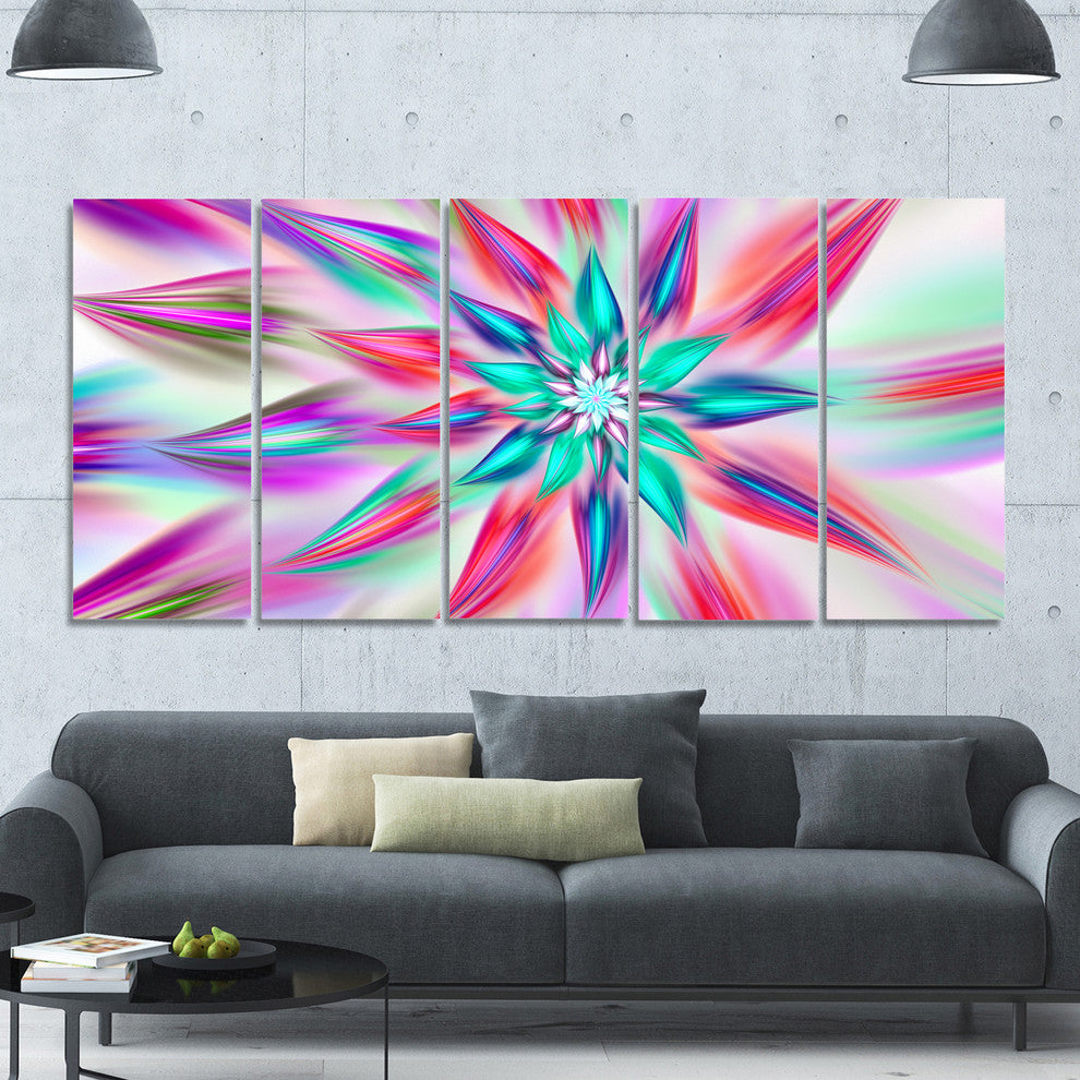Dancing Pink Flower Petals, Floral Canvas Art Print, 60"x28", 5 Panels