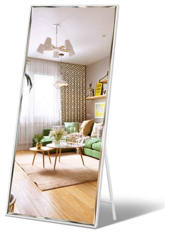 Wall Mounted Mirror, Vertical Black Frame, White
