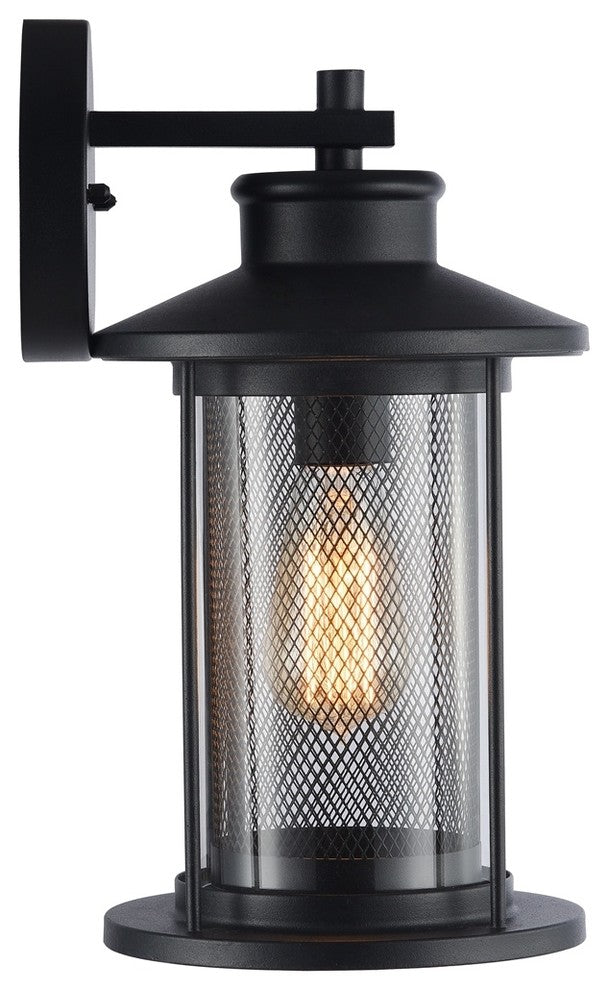 CRICHTON Transitional 1 Light Textured Black Outdoor Wall Sconce 14"