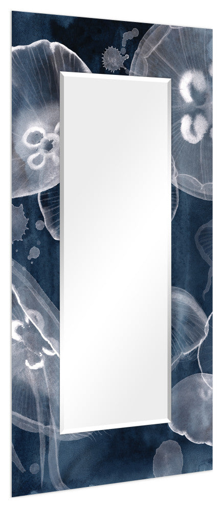 Jellies Rectangular Beveled Mirror on Free Floating Printed Tempered Art Glass