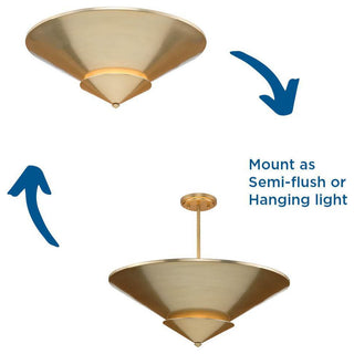 Pinellas Collection 25" 4-Light Convertible Semi-Flush Mount Light, Soft Gold