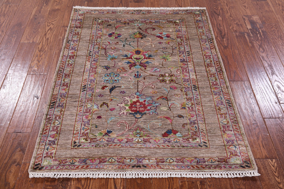 Handmade Persian Tabriz Wool Rug 3' 7" X 4' 7" Q10105