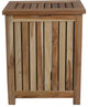 HomeRoots Compact Teak Laundy Storage With Removable Bag, Natural Finish