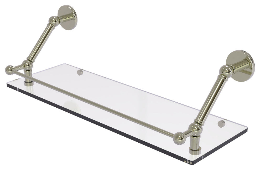 Prestige Skyline 24" Floating Glass Shelf with Gallery Rail, Polished Nickel