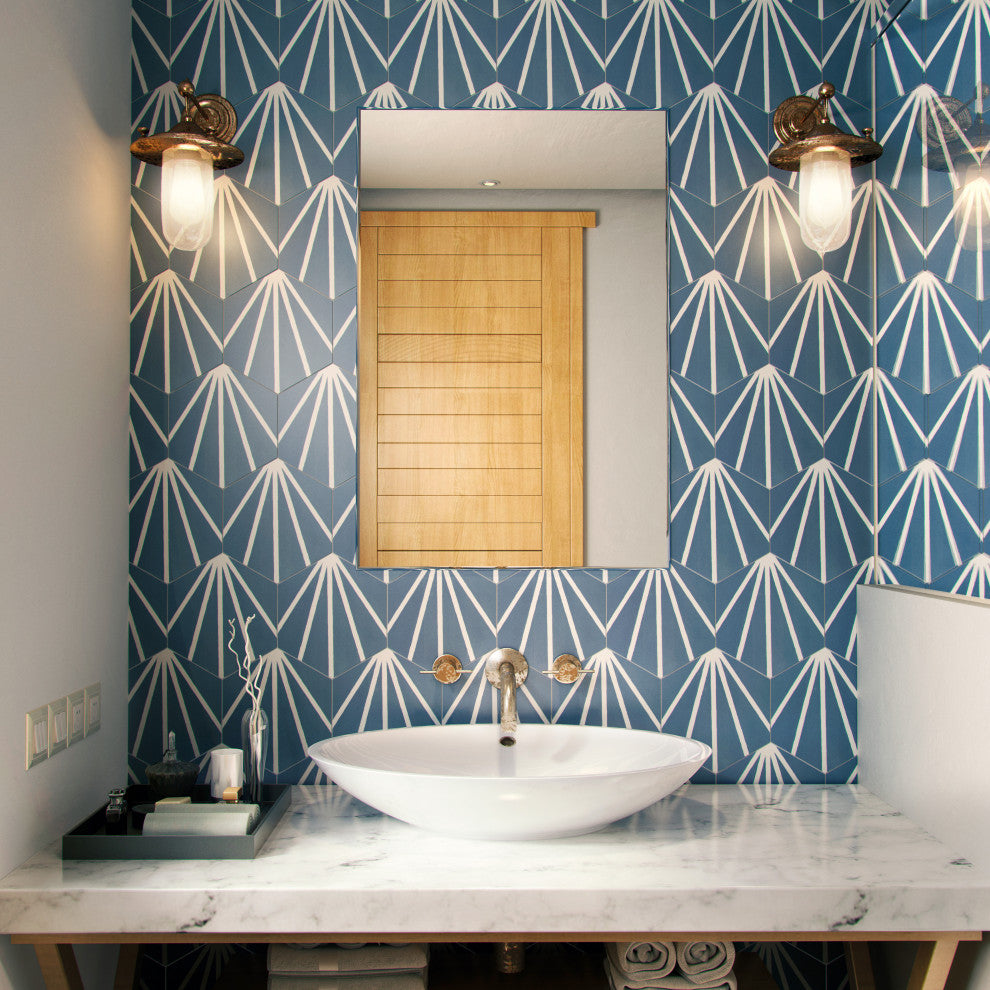 Horizon Dusk Hex Azul Porcelain Floor and Wall Tile