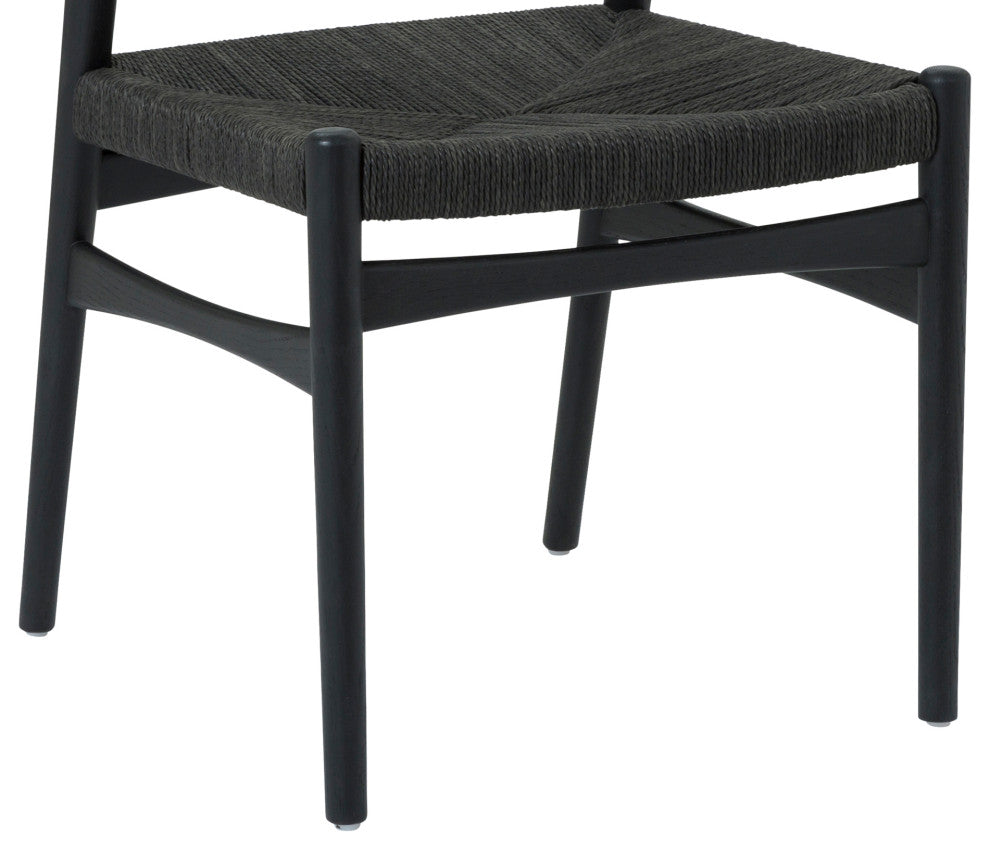 Erie, Black Woven Paper Cord and Wood, Dining Chairs, 18", Set of 2
