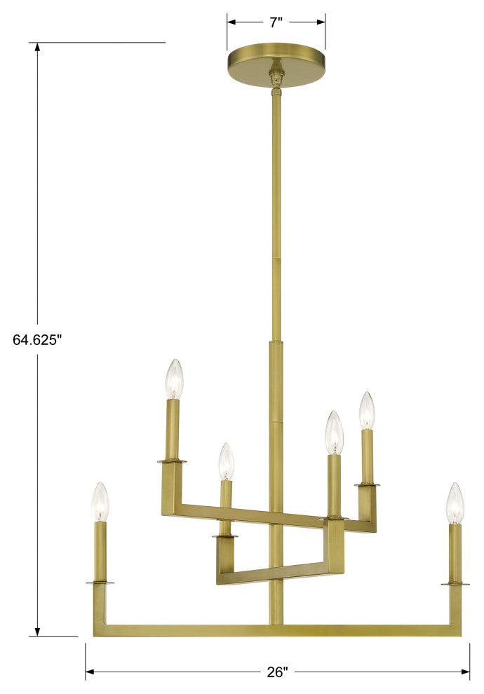 Crystorama DNT-6026-AG Dante 6-Light Aged Brass Chandelier