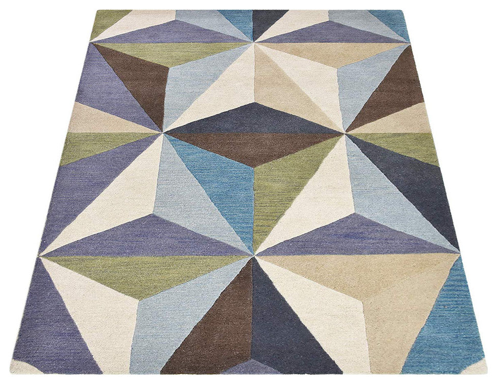 HAND TUFTED WOOL ECO-FRIENDLY AREA RUGS - Rectangle,Multicolor,Geometric
