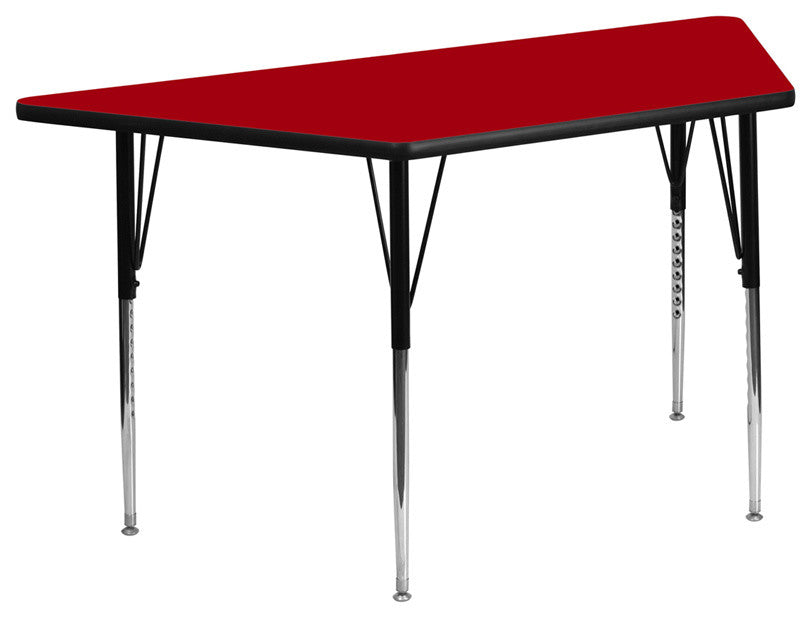 29.5"x57.25" Trapezoid Red Thermal Laminate Activity Table