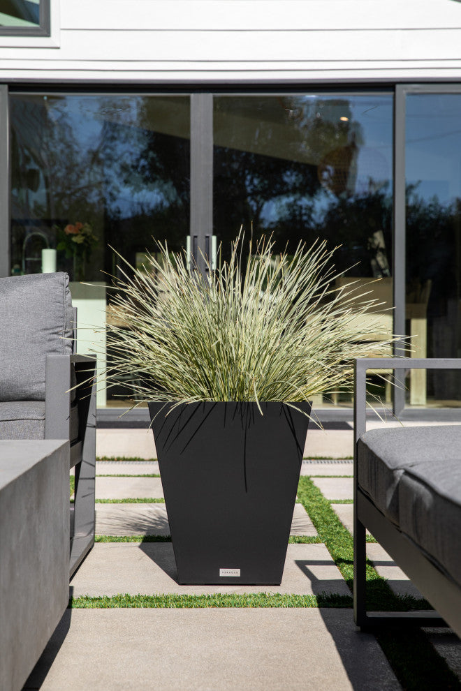 Nobleton Square Planter, Black, 18 Inch, 2 Pack