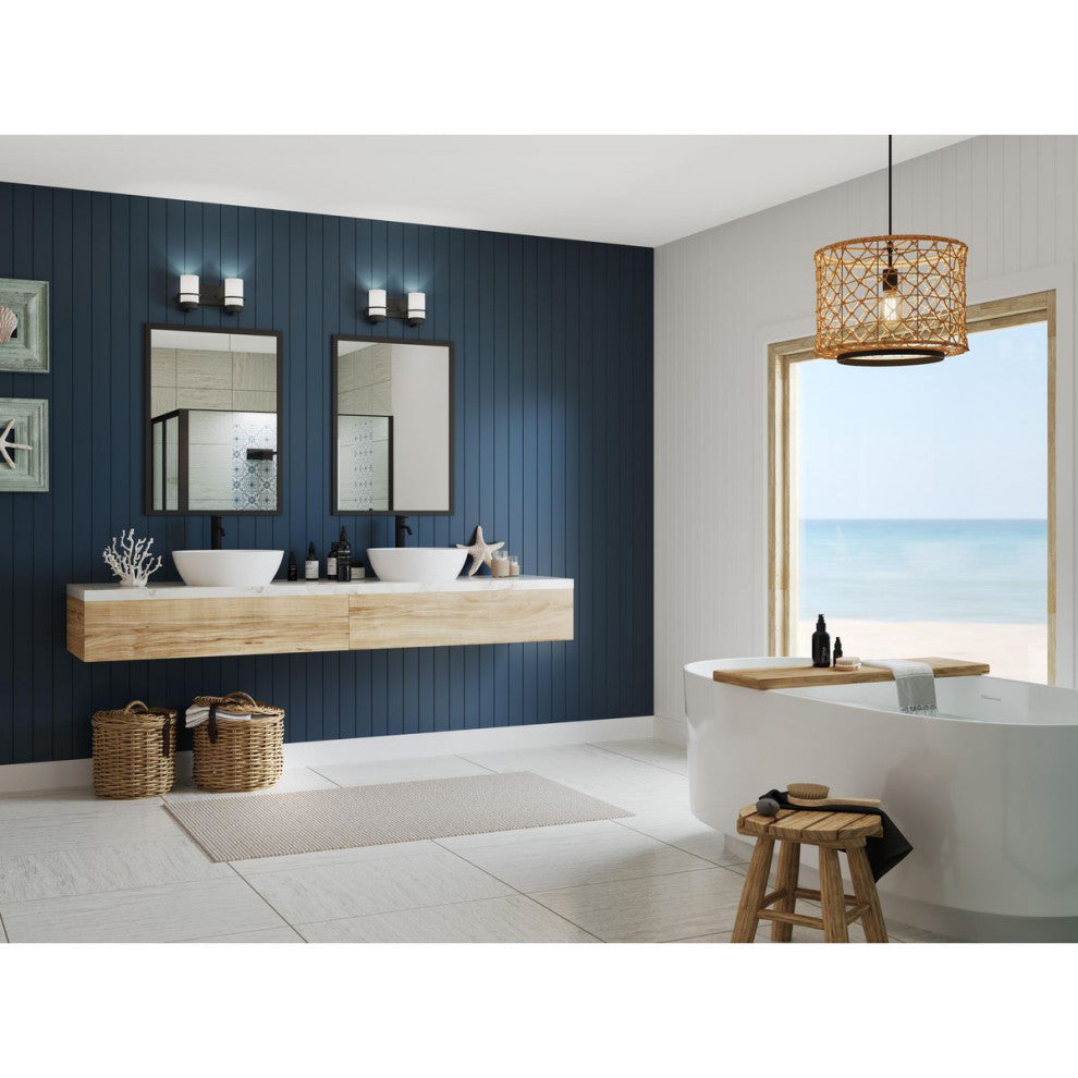 Reiss Collection Two-Light Modern Farmhouse Matte Black Vanity Light