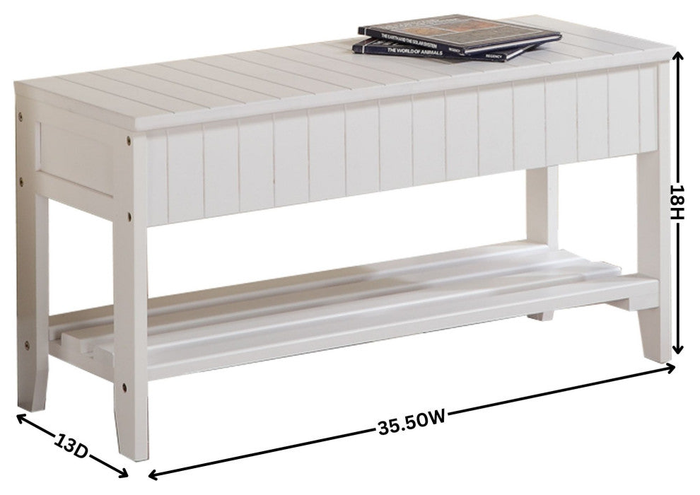 Gewnee Quality Solid Wood Shoe Bench with Storage, White