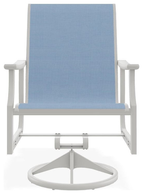 St. Catherine Sling Outdoor Swivel Rocker, Sky/Snow