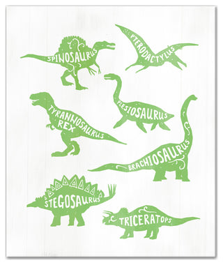 Green Dinosaurs 20x24 Canvas Wall Art