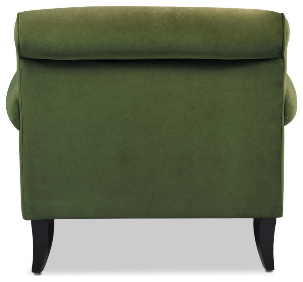 Alana 38" Lawson Accent Arm Chair, Metal Casters, Olive Green Performance Velvet