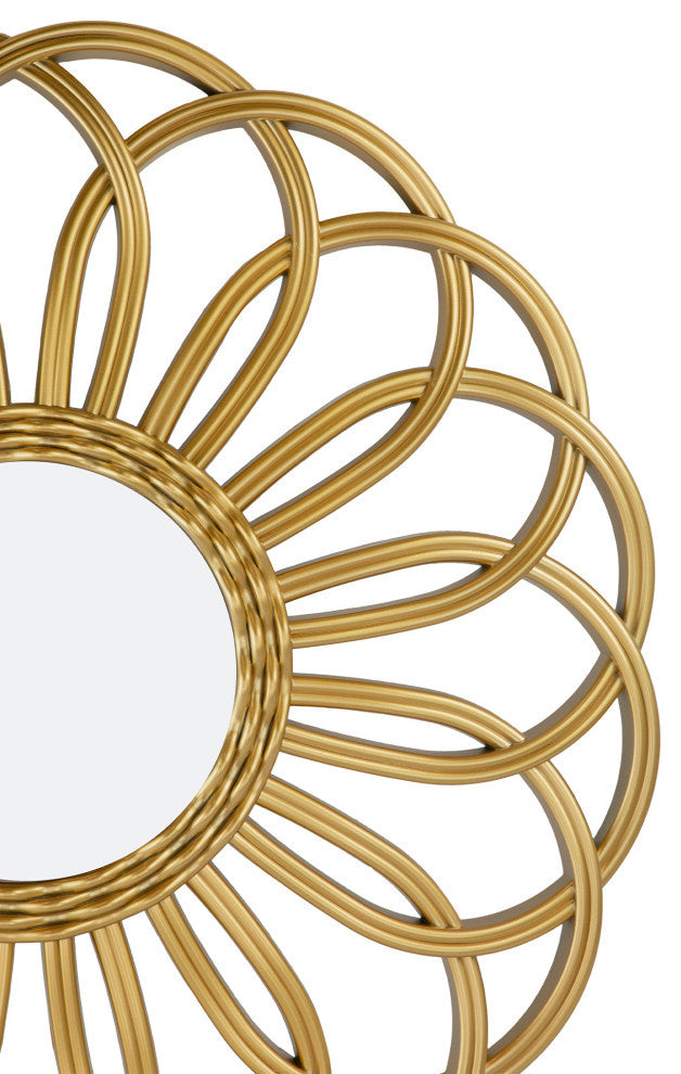 30" Round Rattan Sunflower Wall Mirror